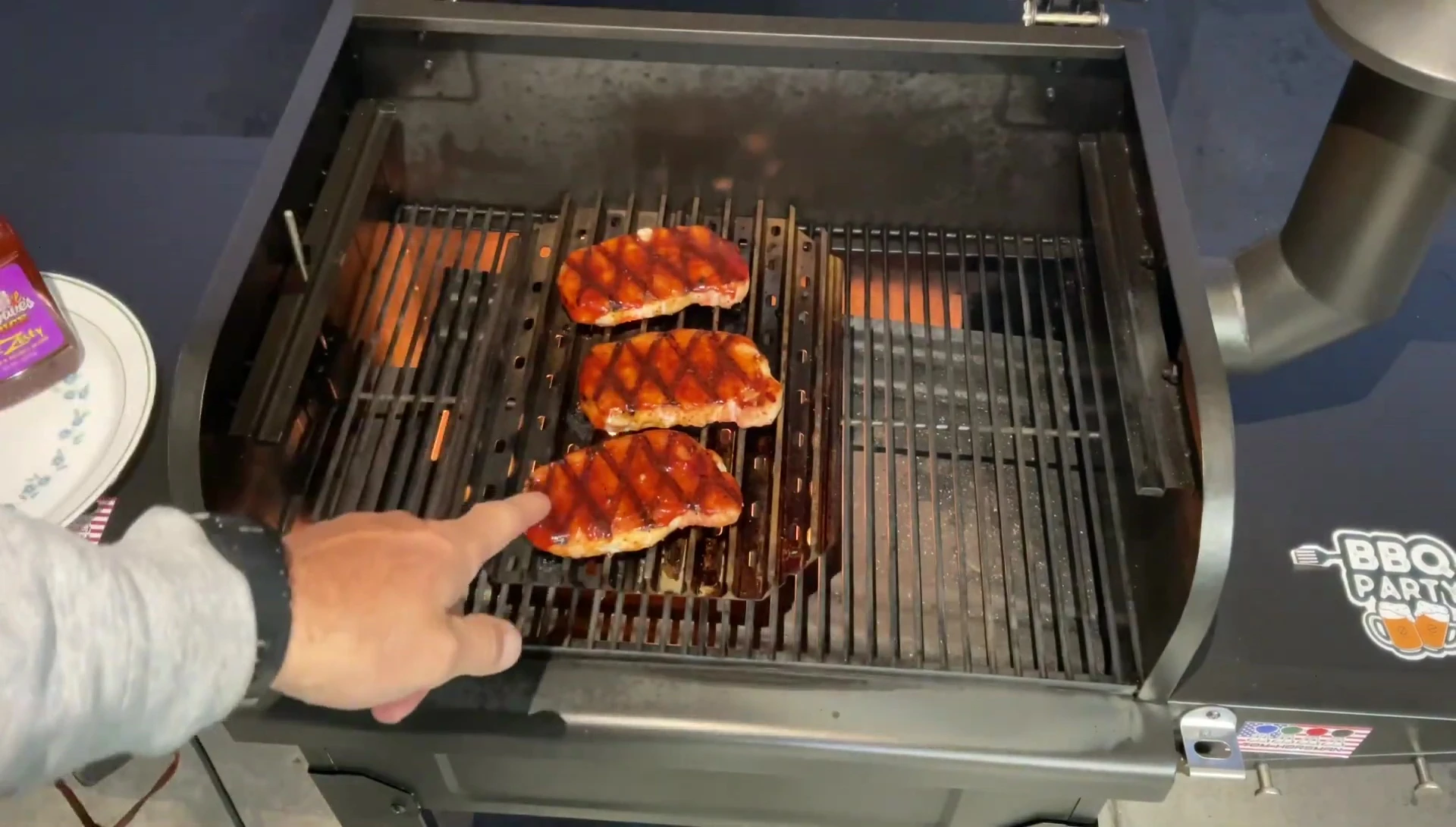 Close-up of the cooked pork chops.