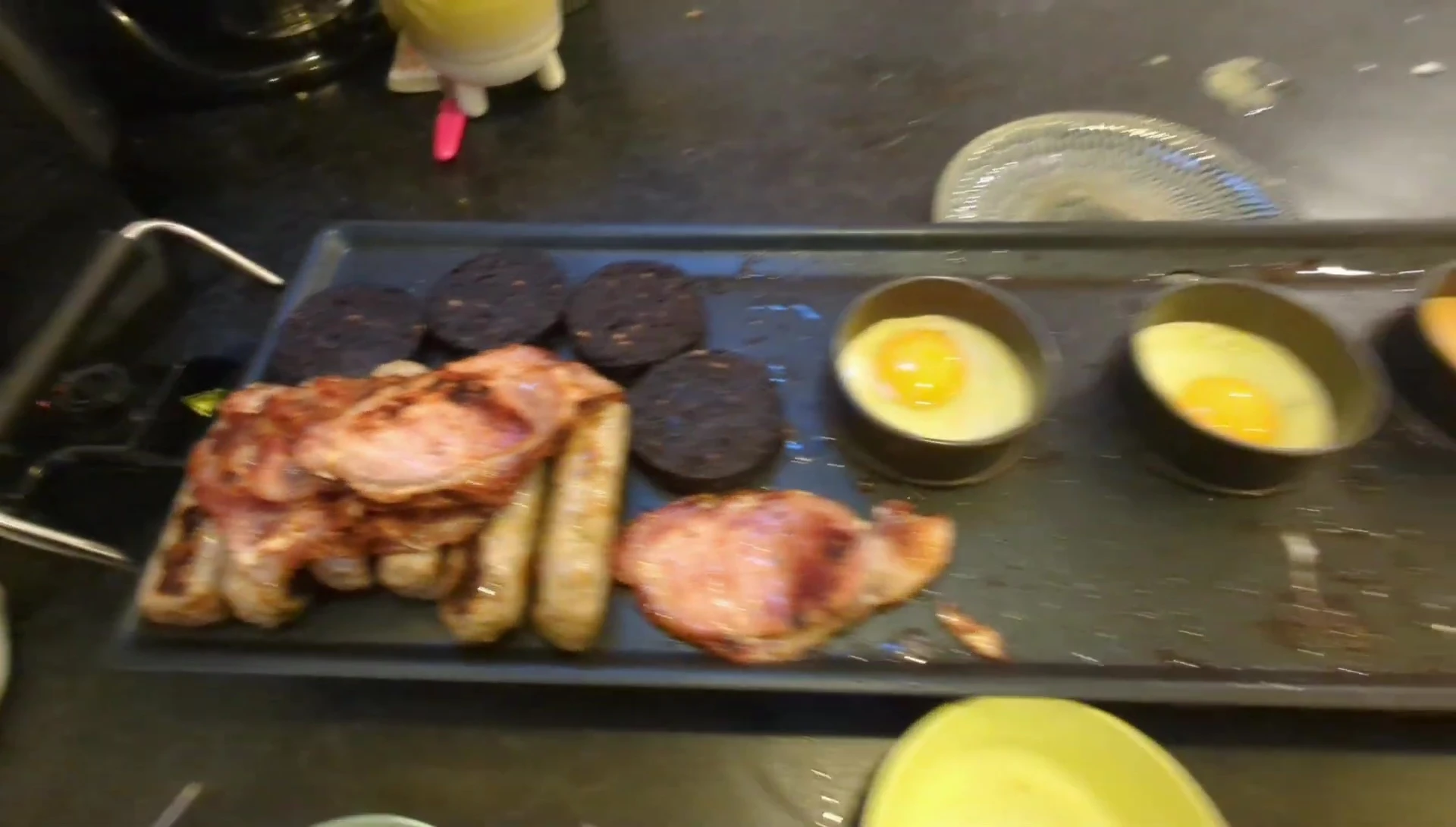 Eggs cooking on the grill