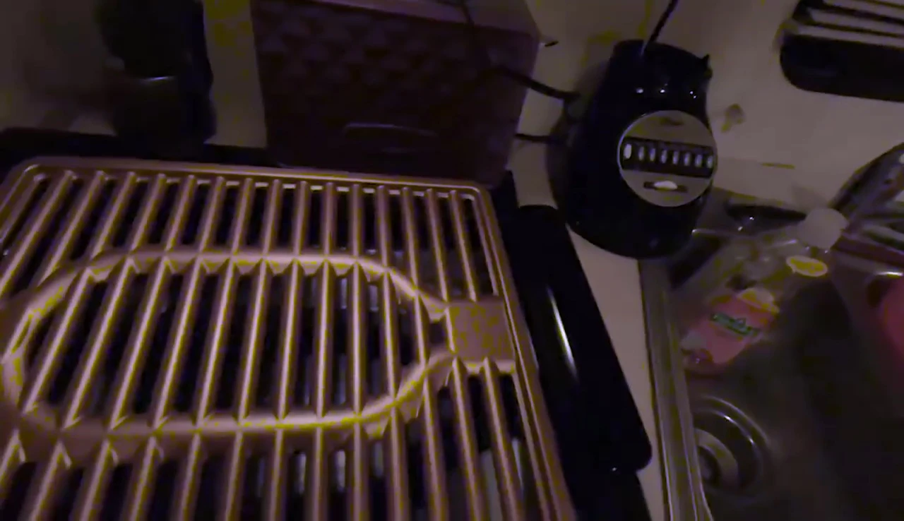 The induction cooking element being placed into the base.