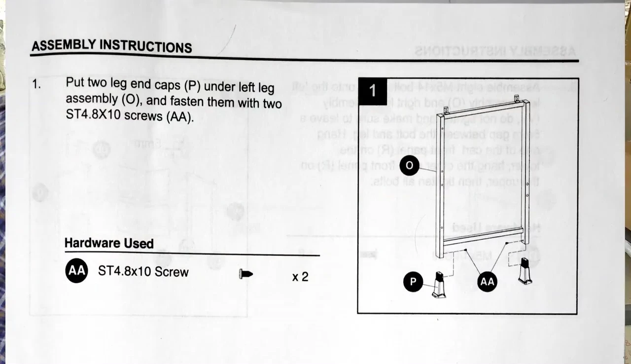 Attaching leg end caps.