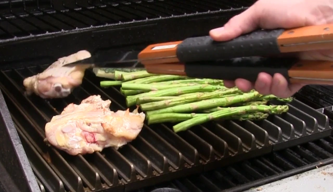 Close-up of grill marks on food