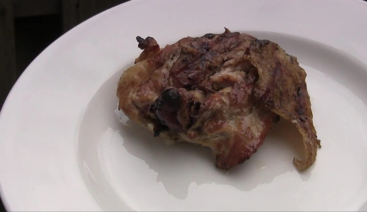 Final product shot: cooked chicken and pork chops