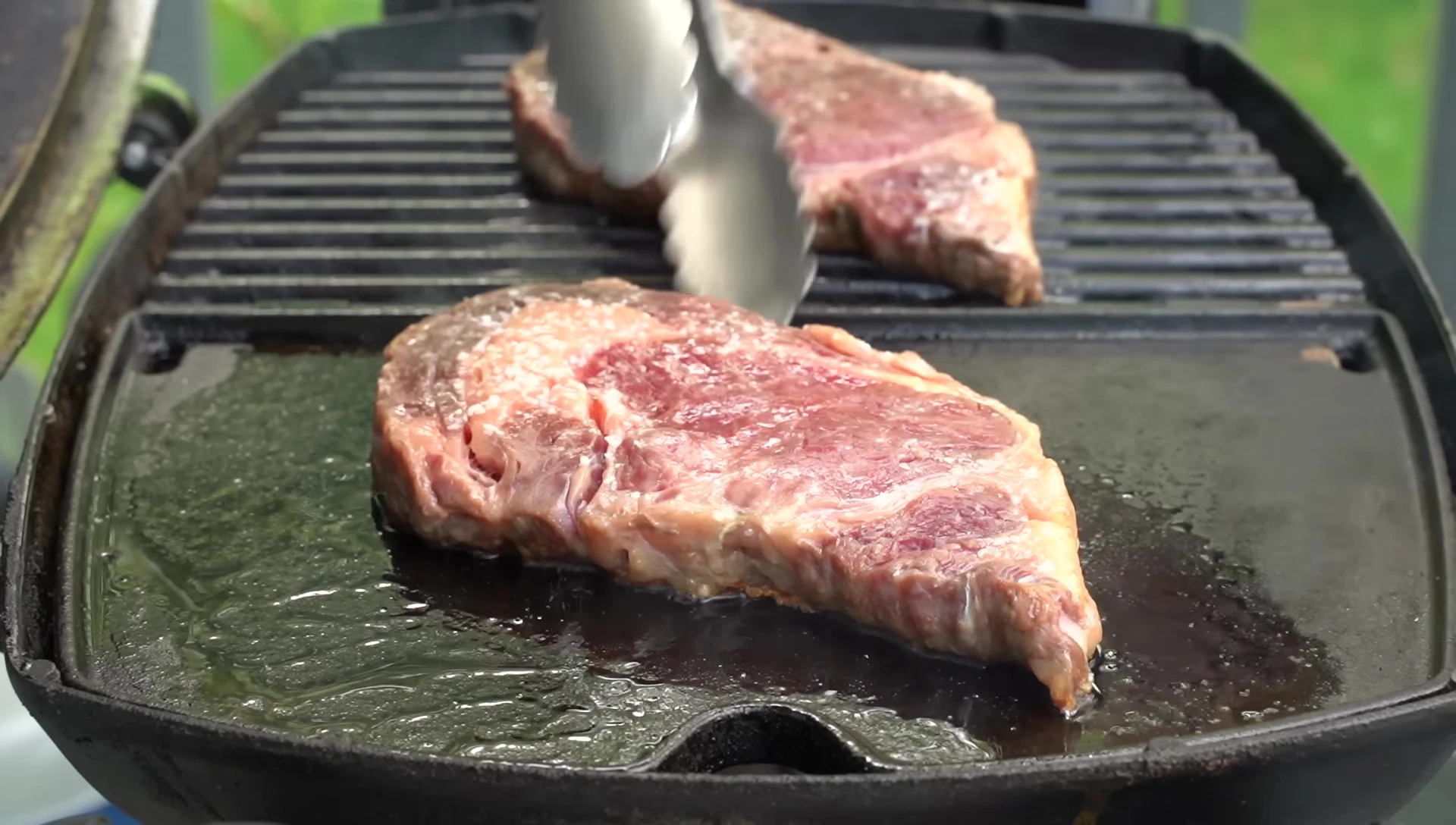 Flipping the steaks