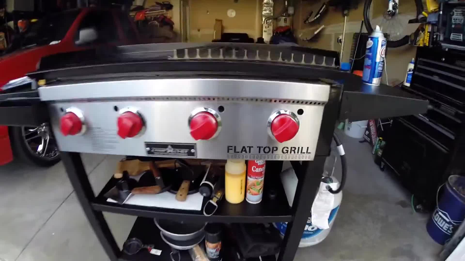 Close-up of the Grill Grates on the Camp Chef flat top grill