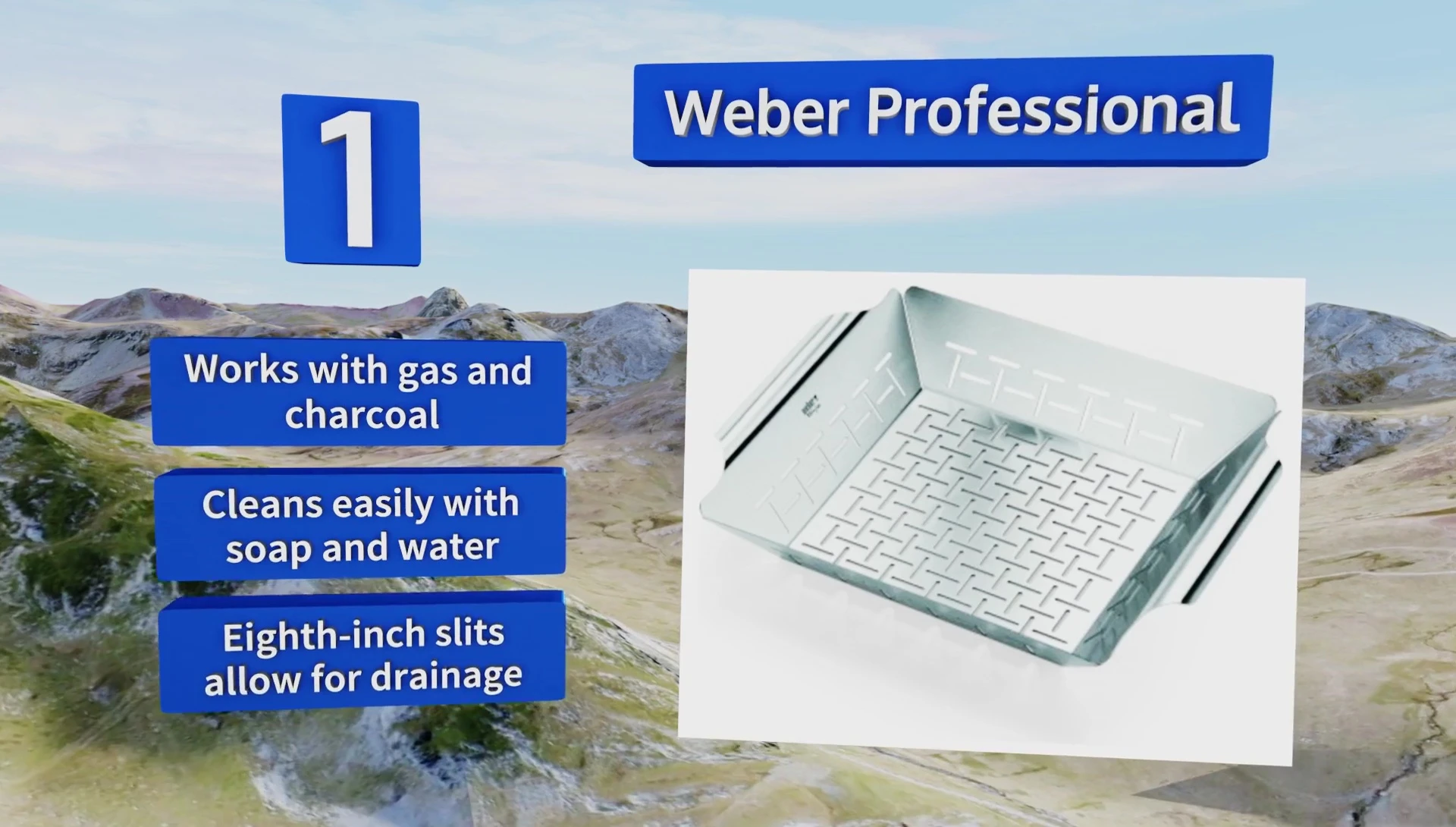 Close-up of the Weber Professional basket showing the small drainage slits.