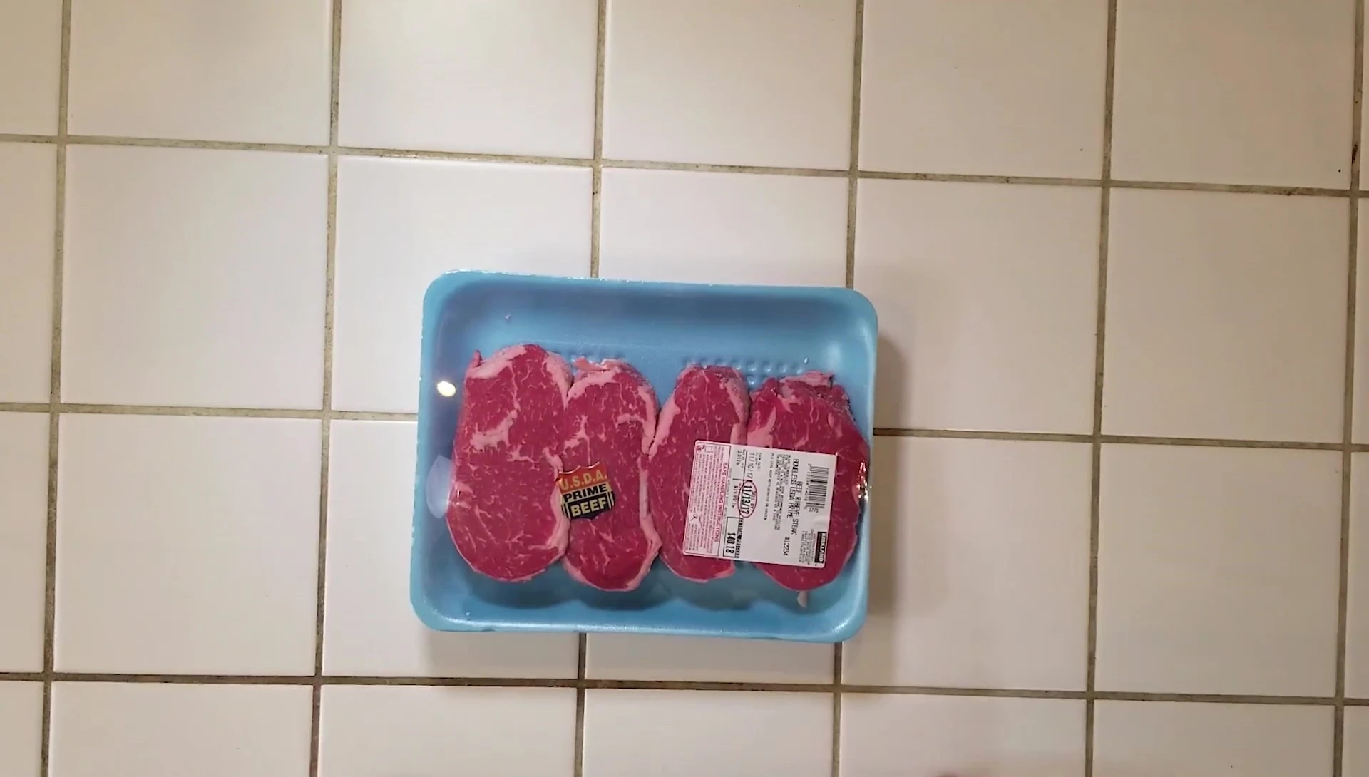 The prime rib-eye steaks before seasoning.