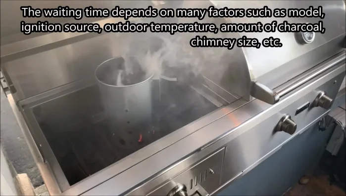 Wait 15-30 minutes for the coals to turn gray with ash.