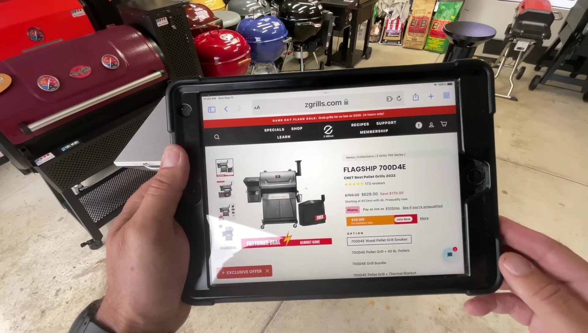 Screenshot showing the price of the Z-Grills 700D4E