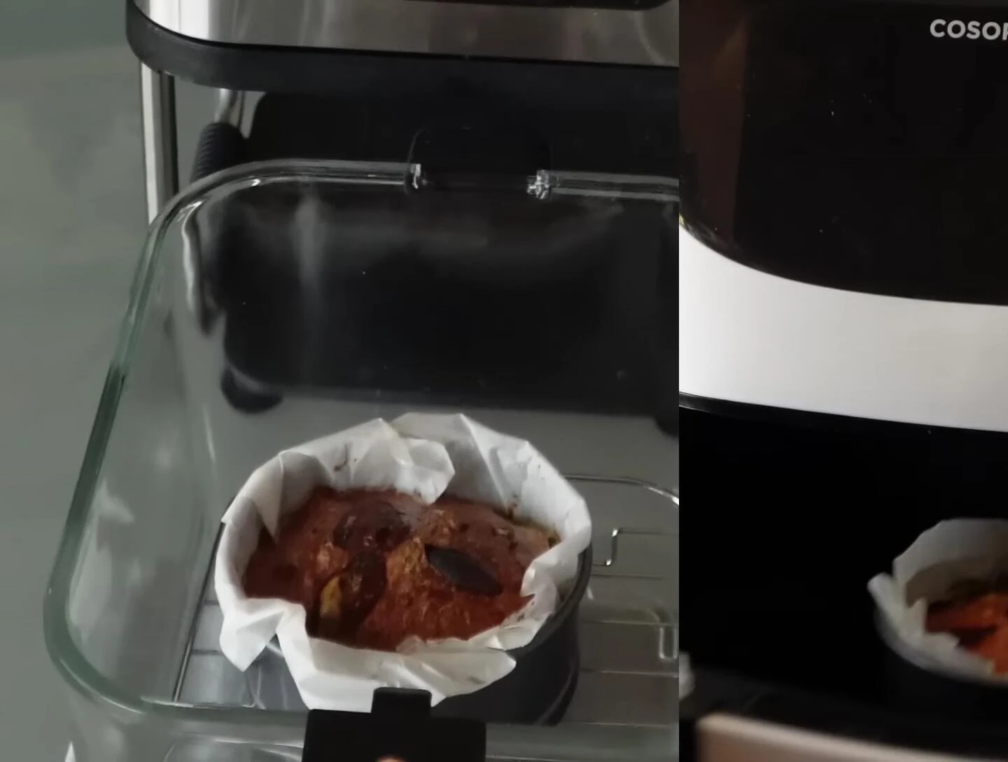 Comparison of the baked goods from both air fryers.