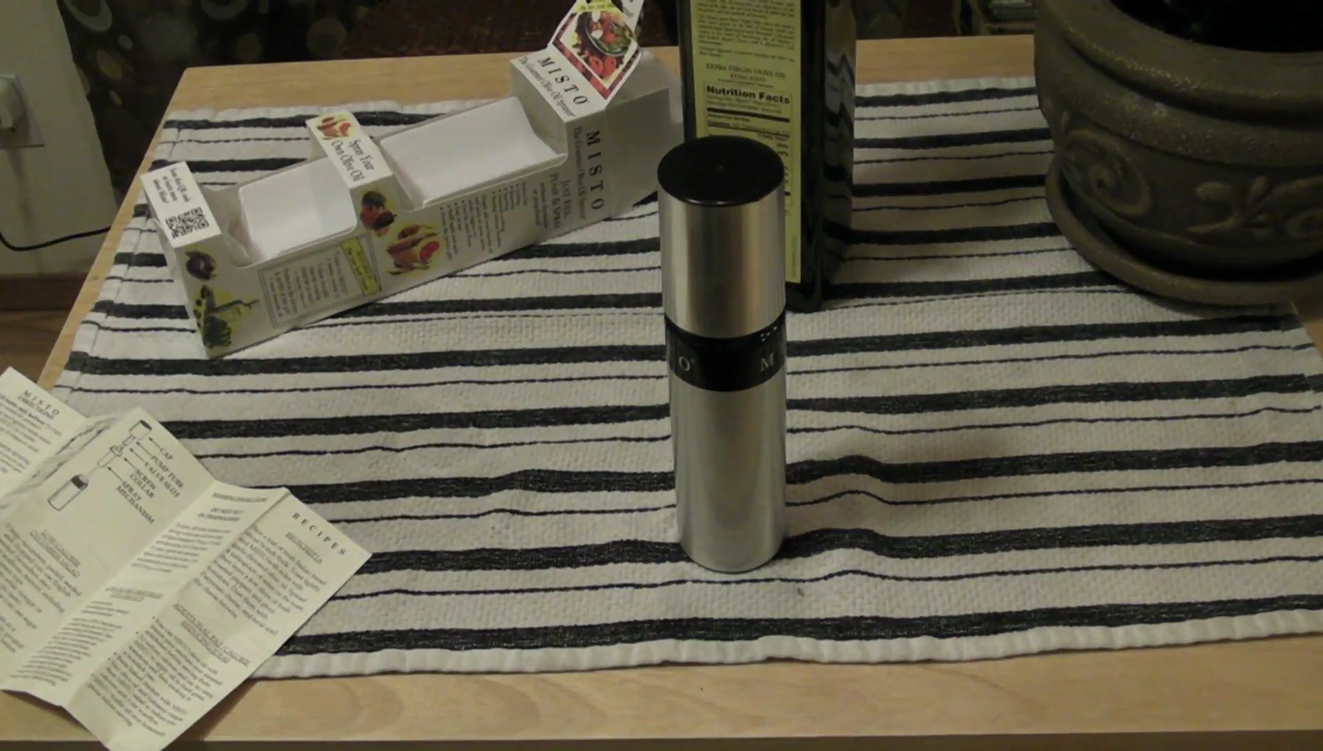 Testing the spray pattern on a paper towel.