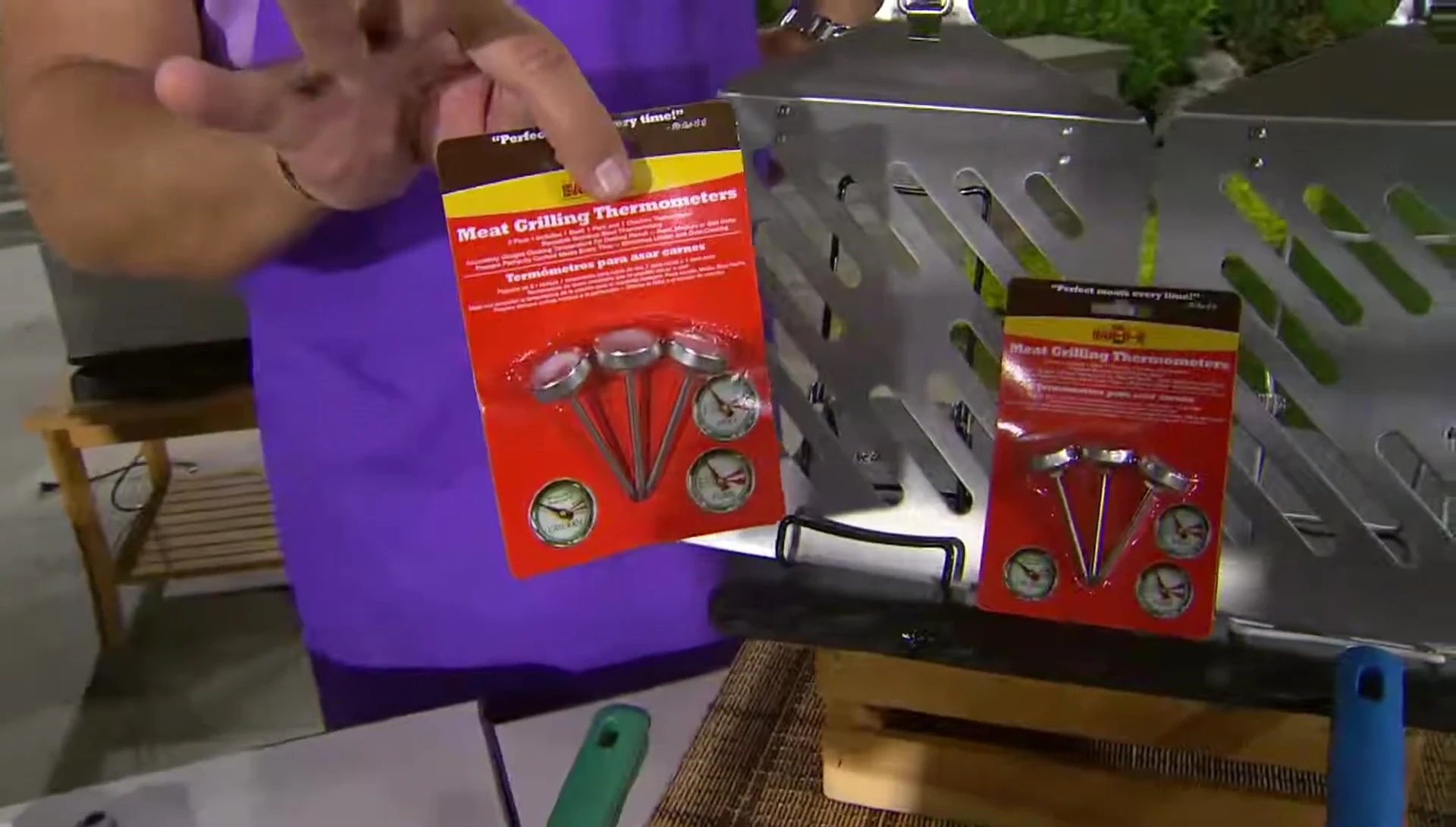 Close-up shot of the included meat thermometers.