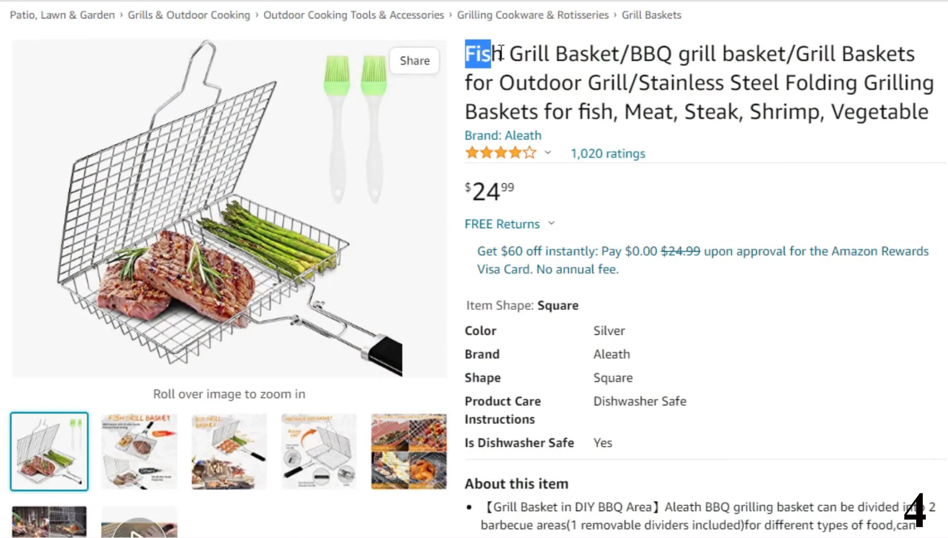 Product shot of Fish Grill Basket #4