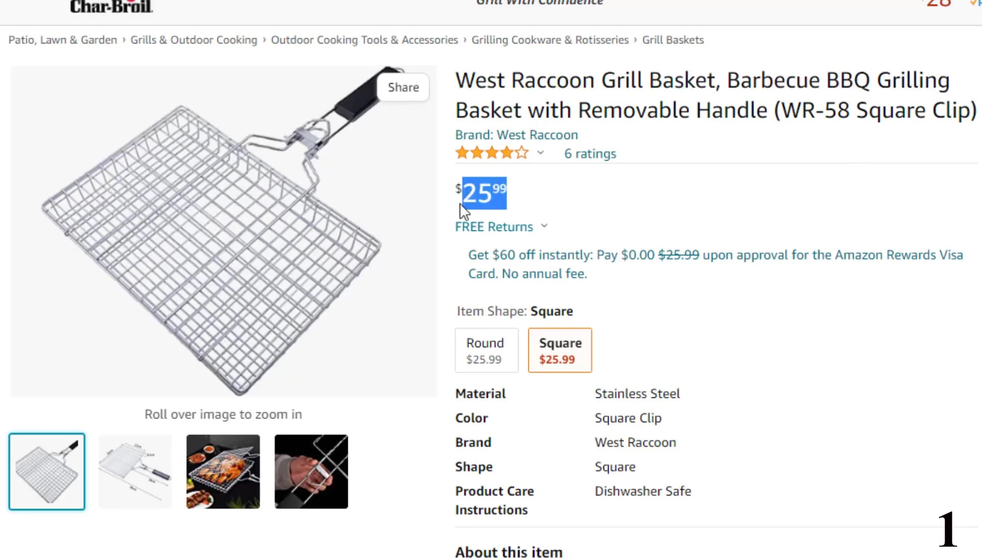 Showcase of the basket's large grilling surface