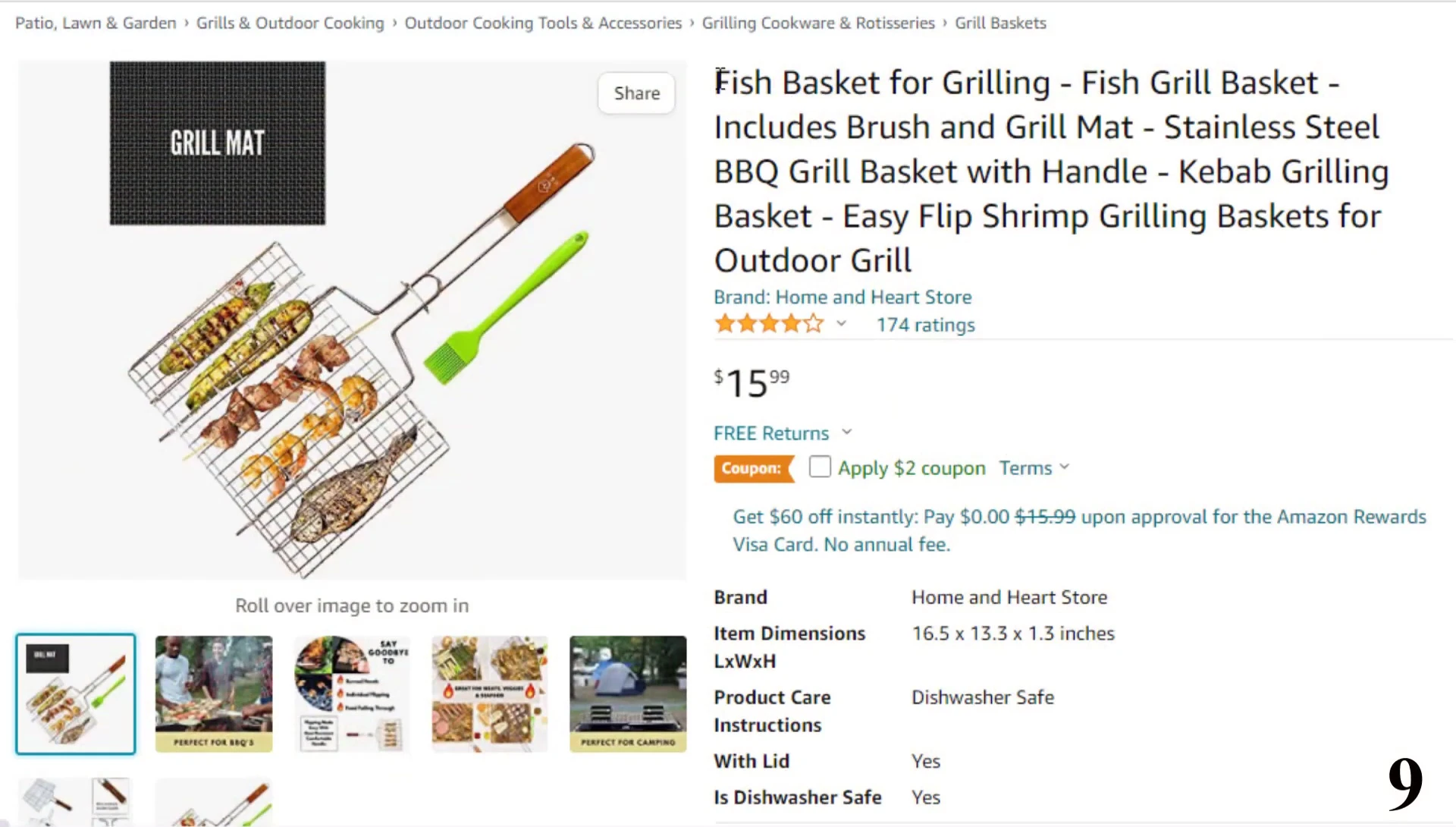 Product shot of Fish Grill Basket #9