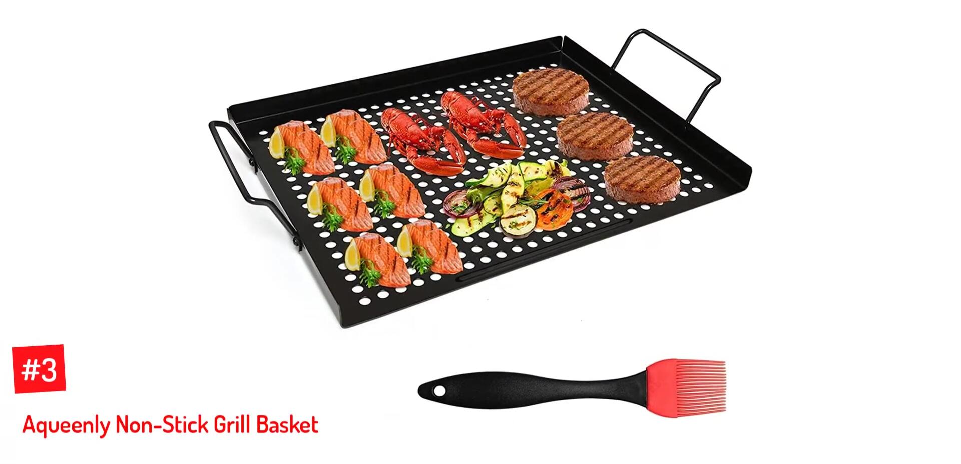 Queenly Non-Stick Grill Basket showcased