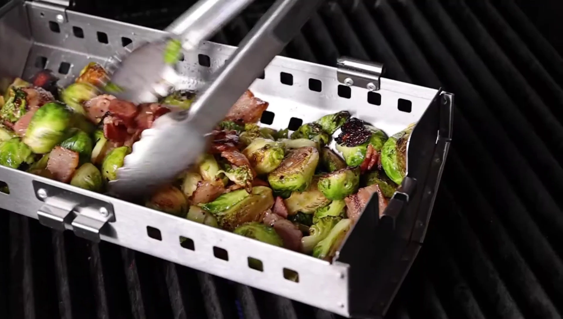 Top half of the basket used as a standalone grilling bar.