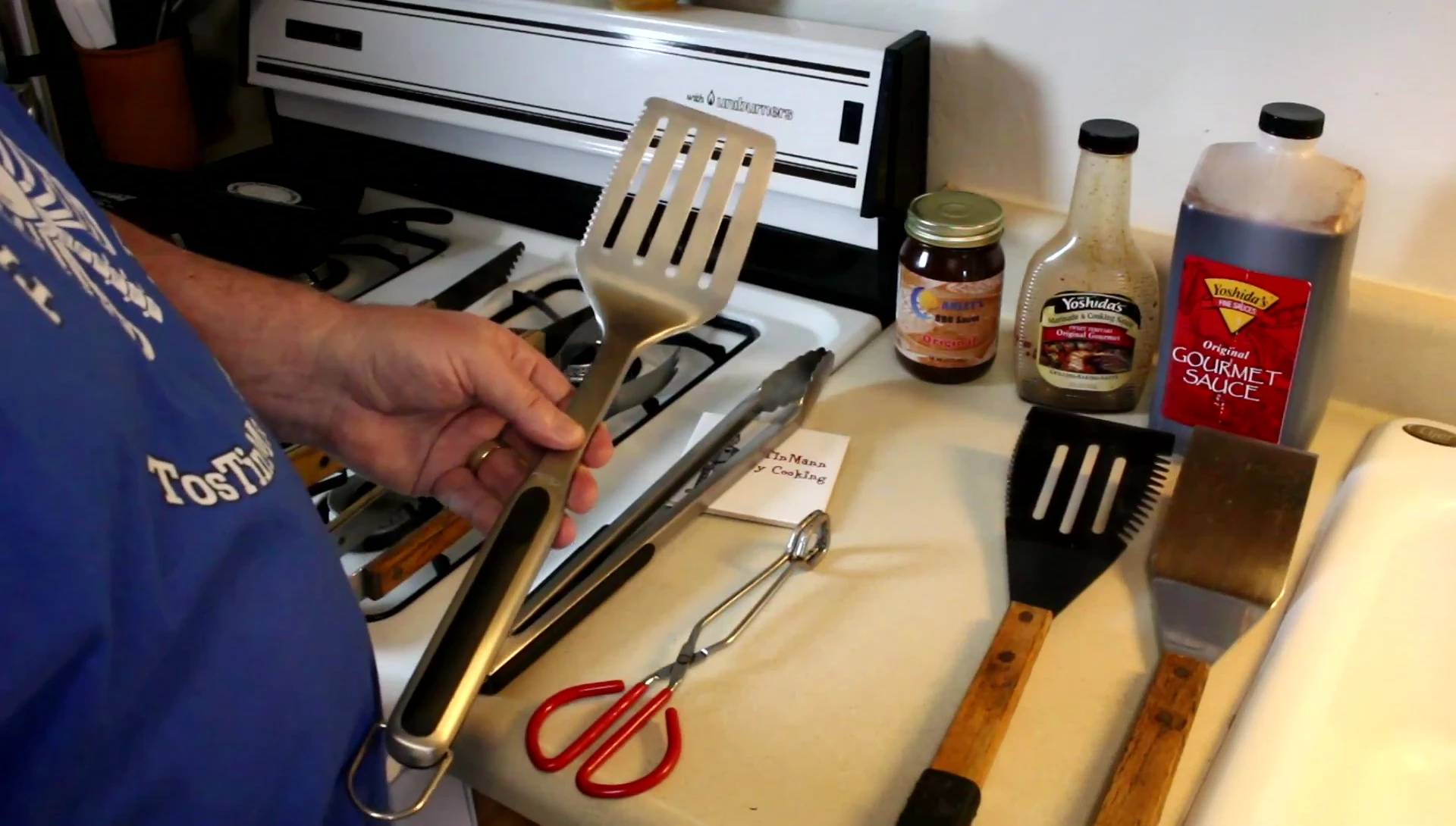 Shot of the old, worn spatula
