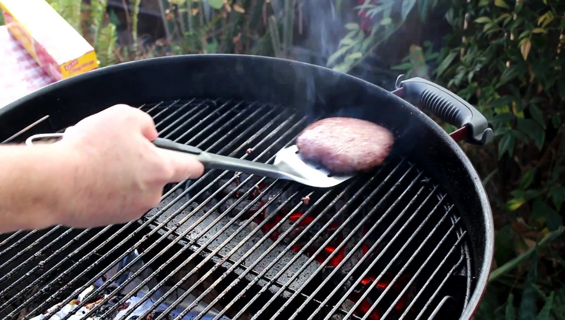 Using the OXO spatula on the burger