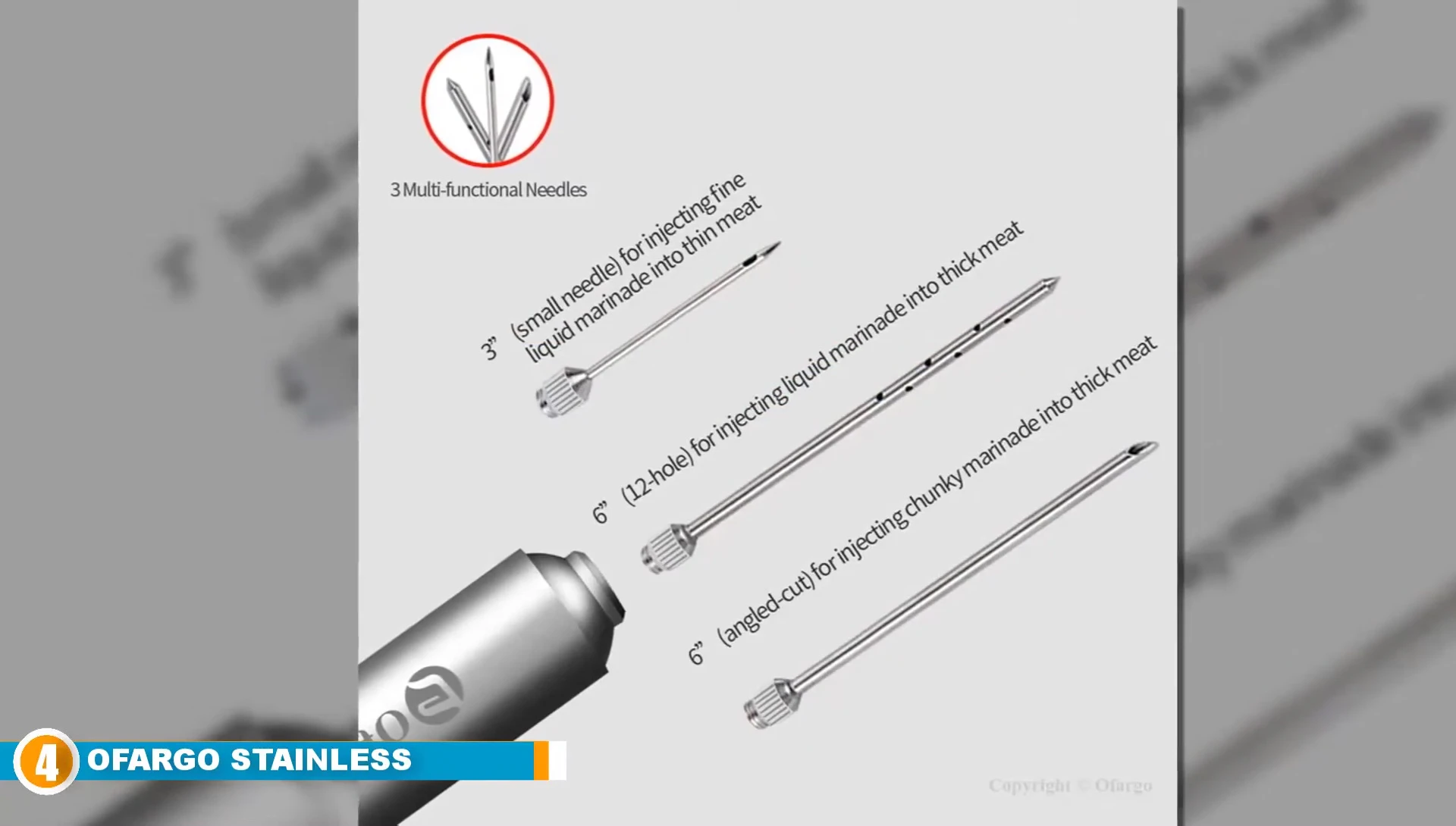 Close-up showcasing the three needles