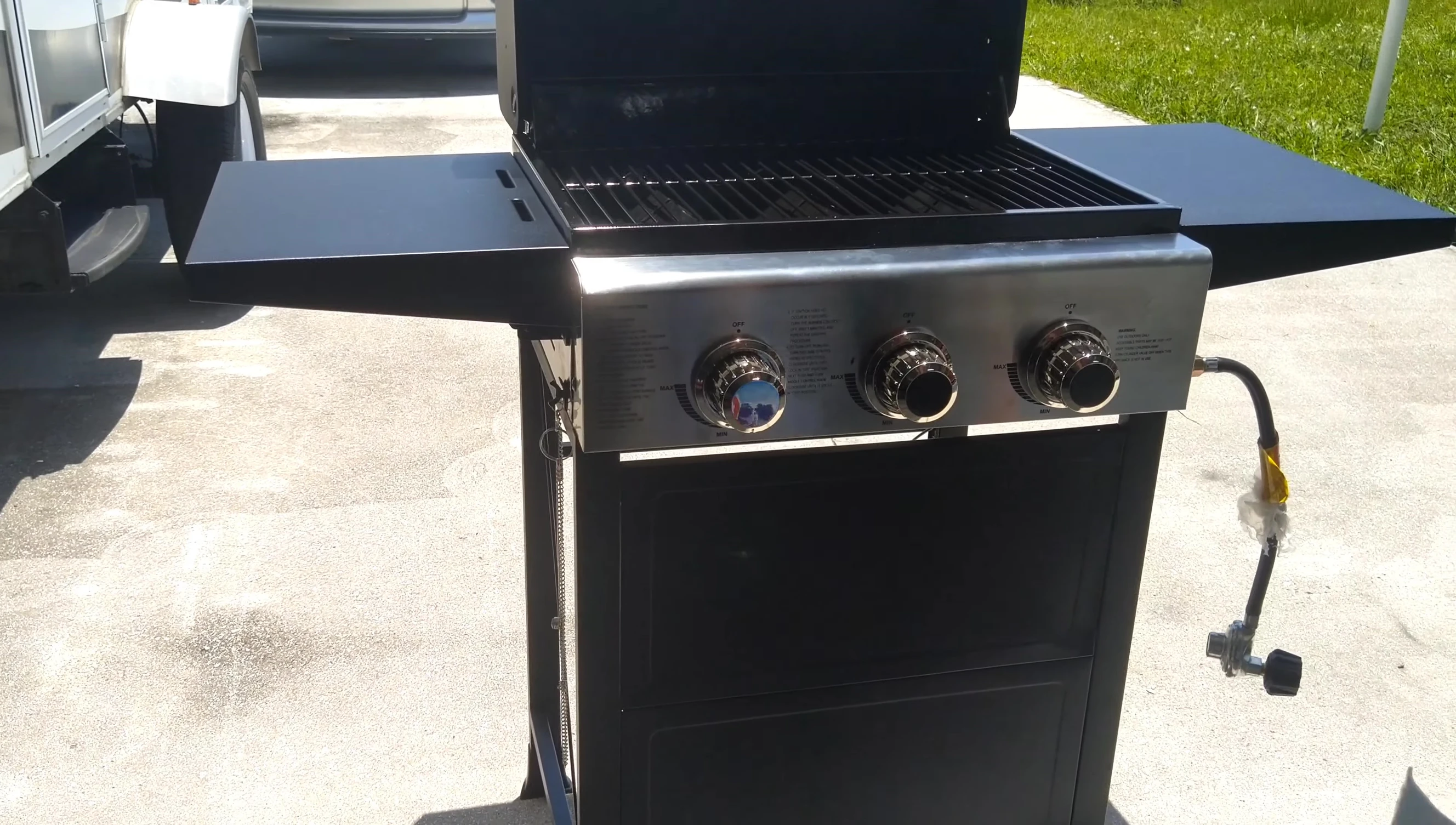 Storing the propane tank away from the grill