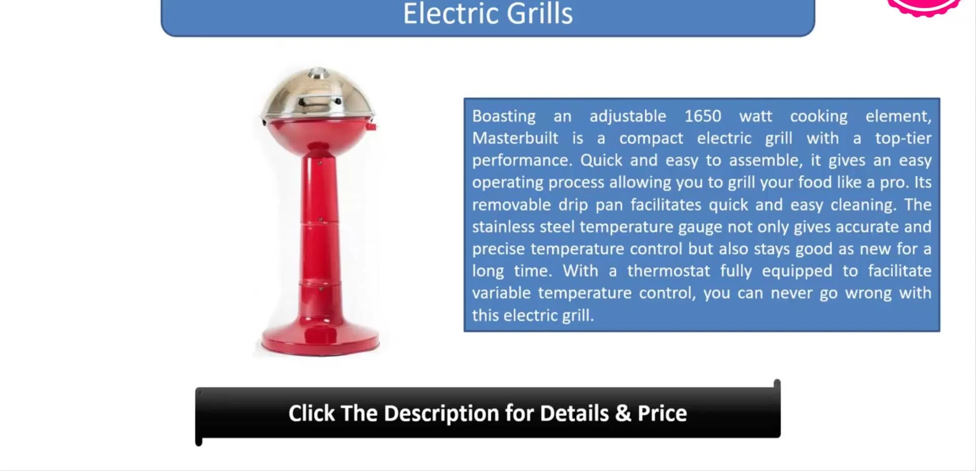 Close up showing the removable drip pan