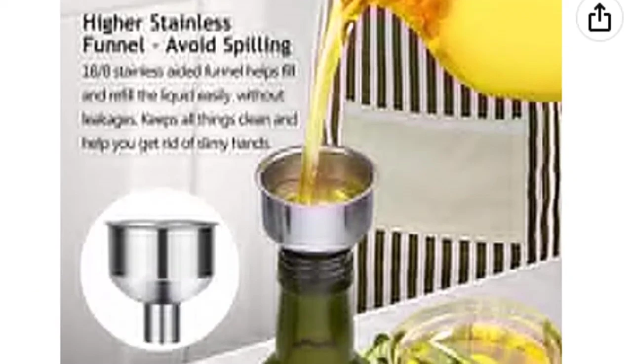 Close-up of the dispenser's funnel cap and spout