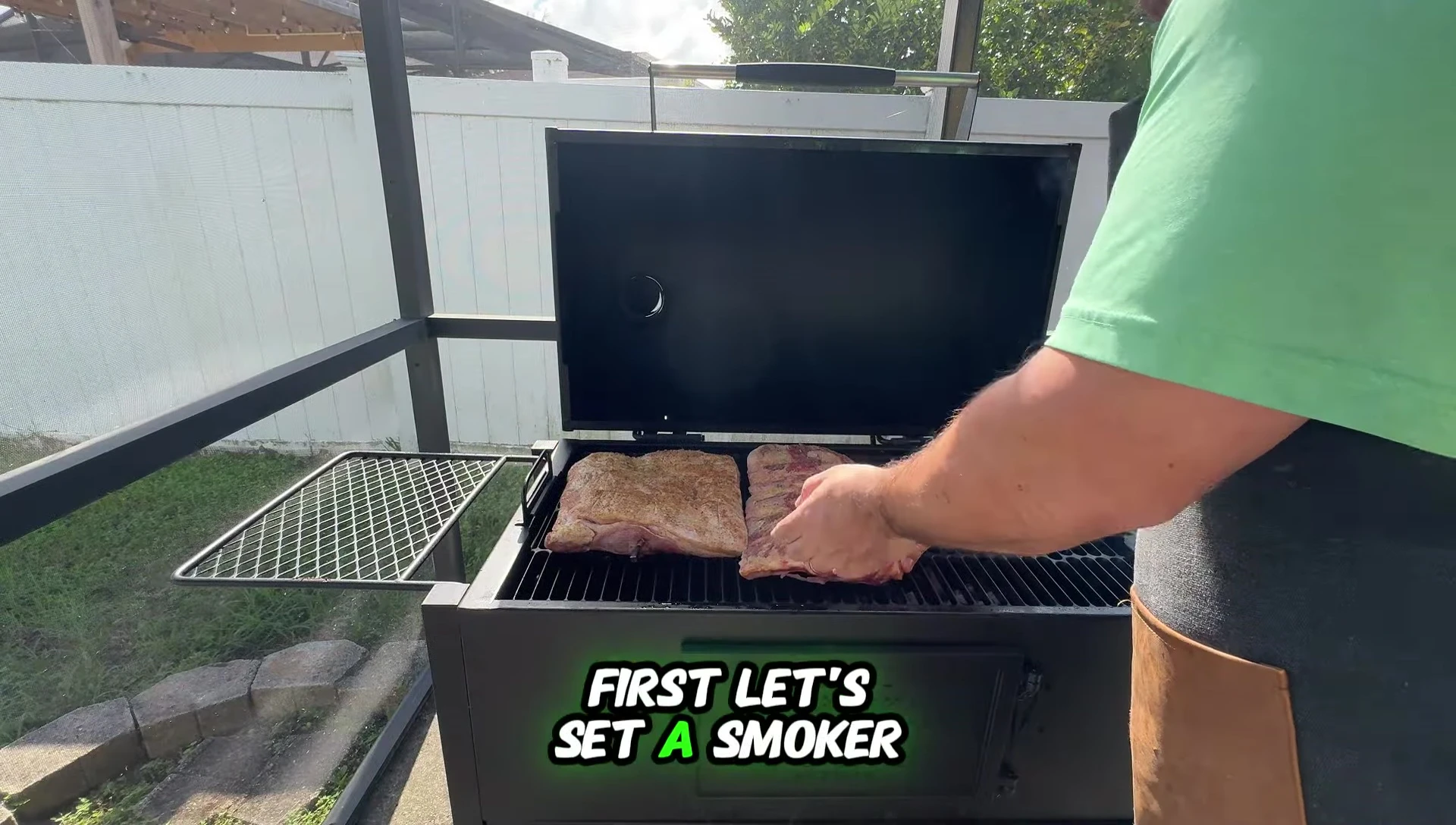 Smoker set to 225°F
