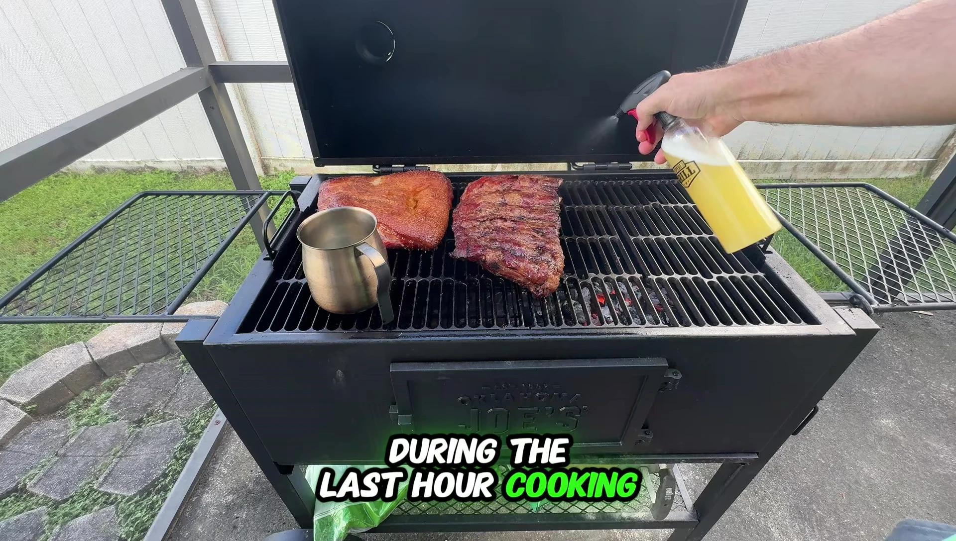 Spraying ribs during the last hour
