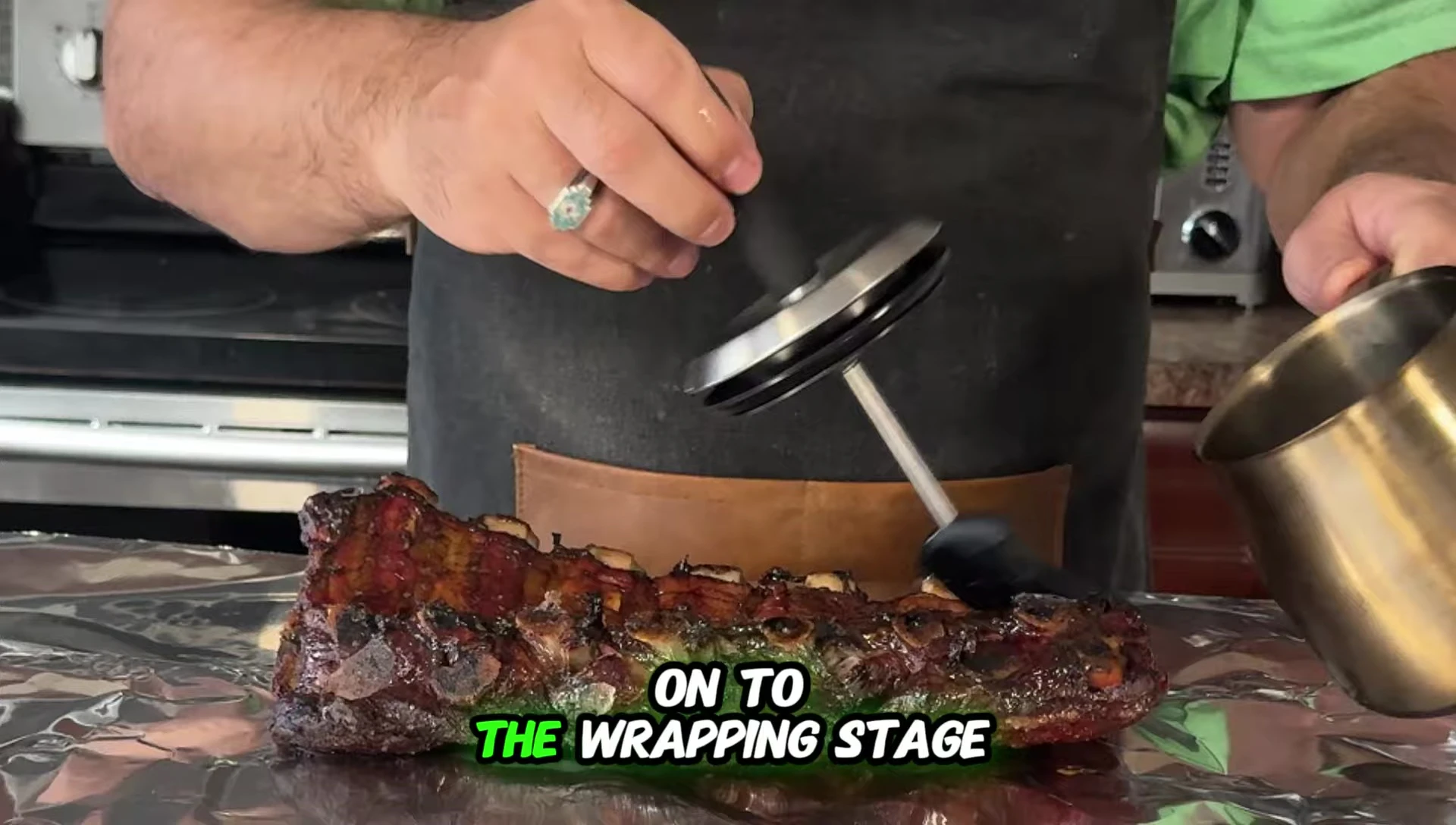 Process of wrapping ribs in foil