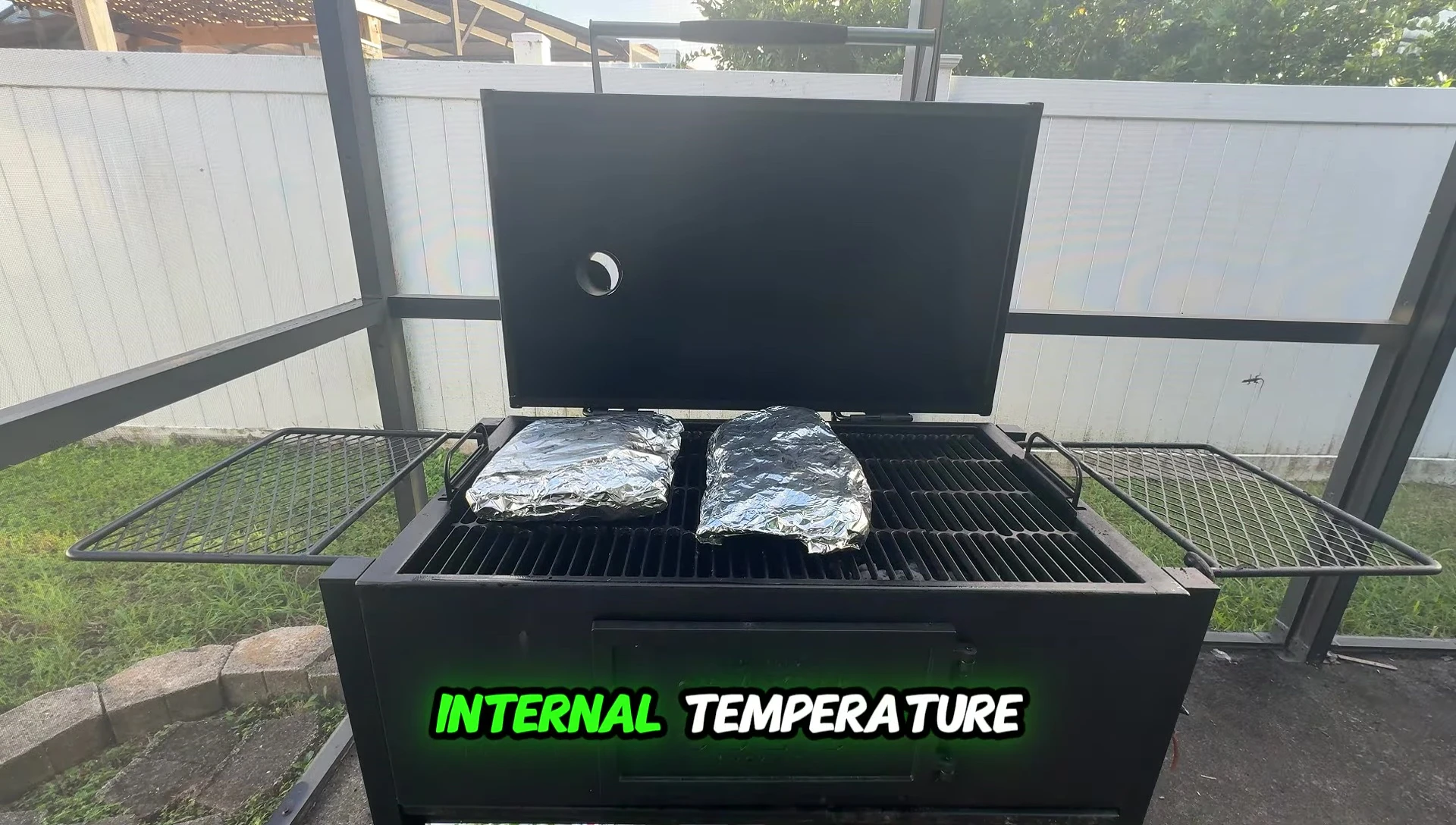 Checking internal temperature with meat probe