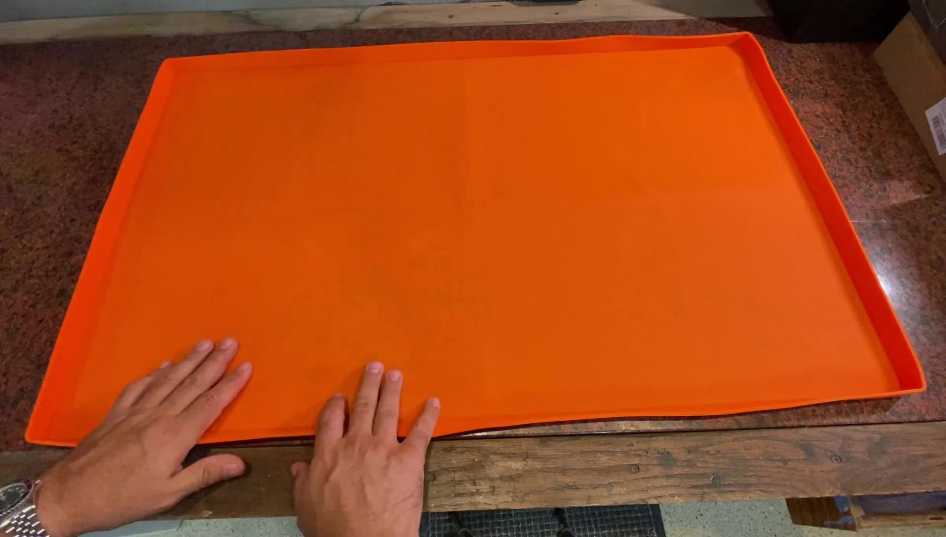 Final shot of the griddle mat in place on the griddle.