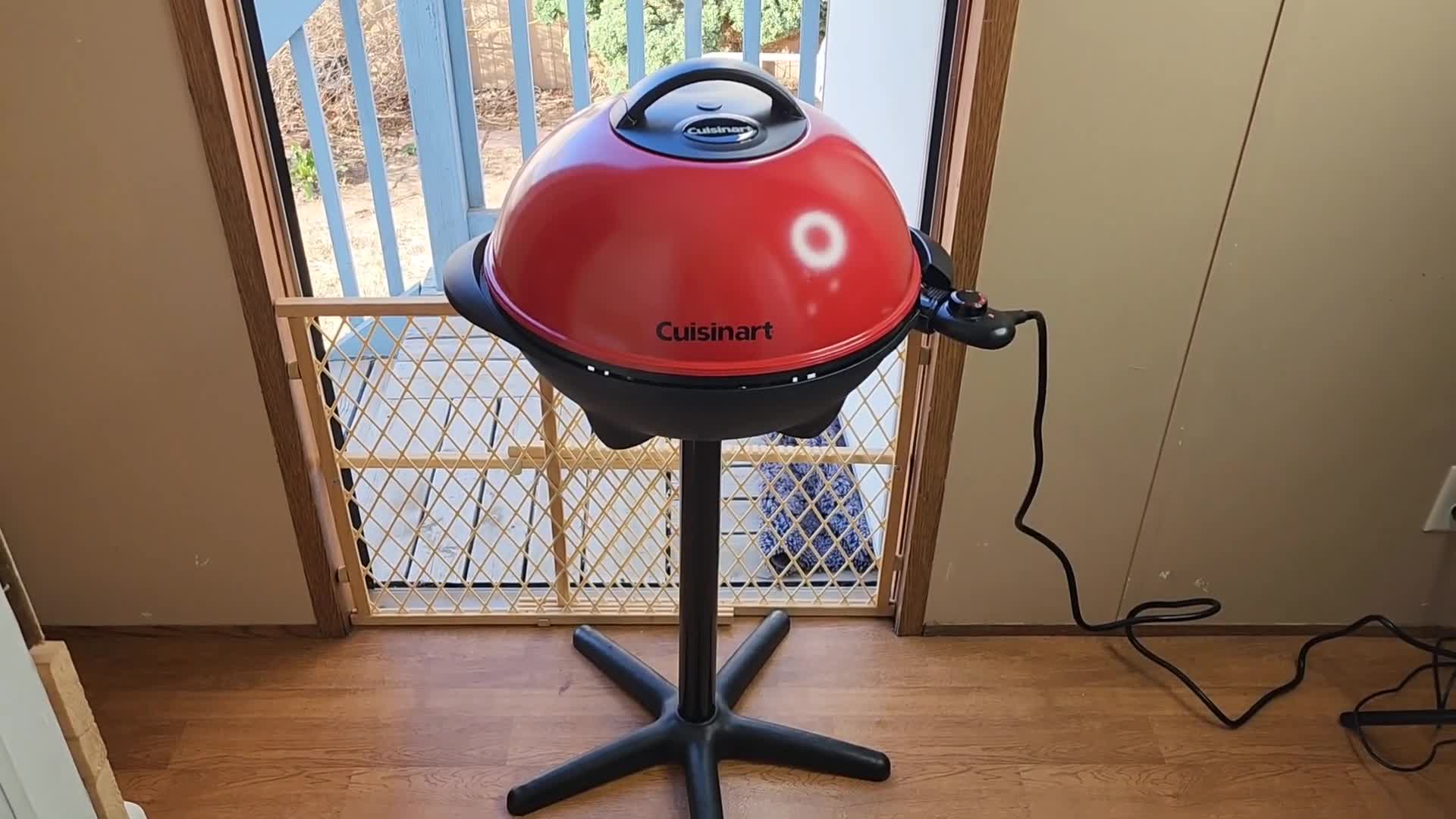 The Cuisinart electric grill, ready to use.
