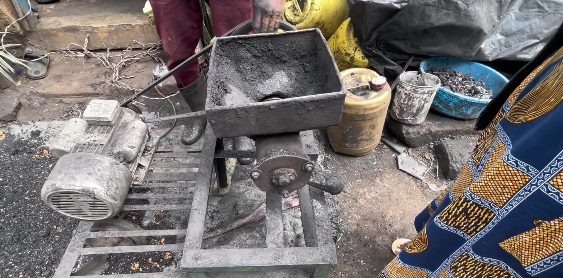 Oiling the rotating parts of the machine.