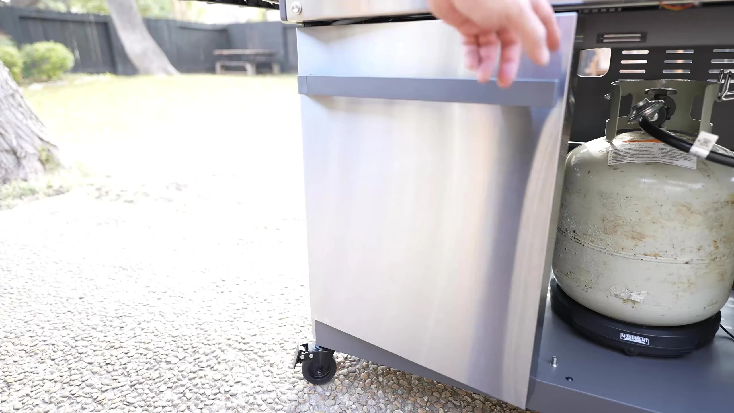 Interior view showing the storage compartments and waste bin