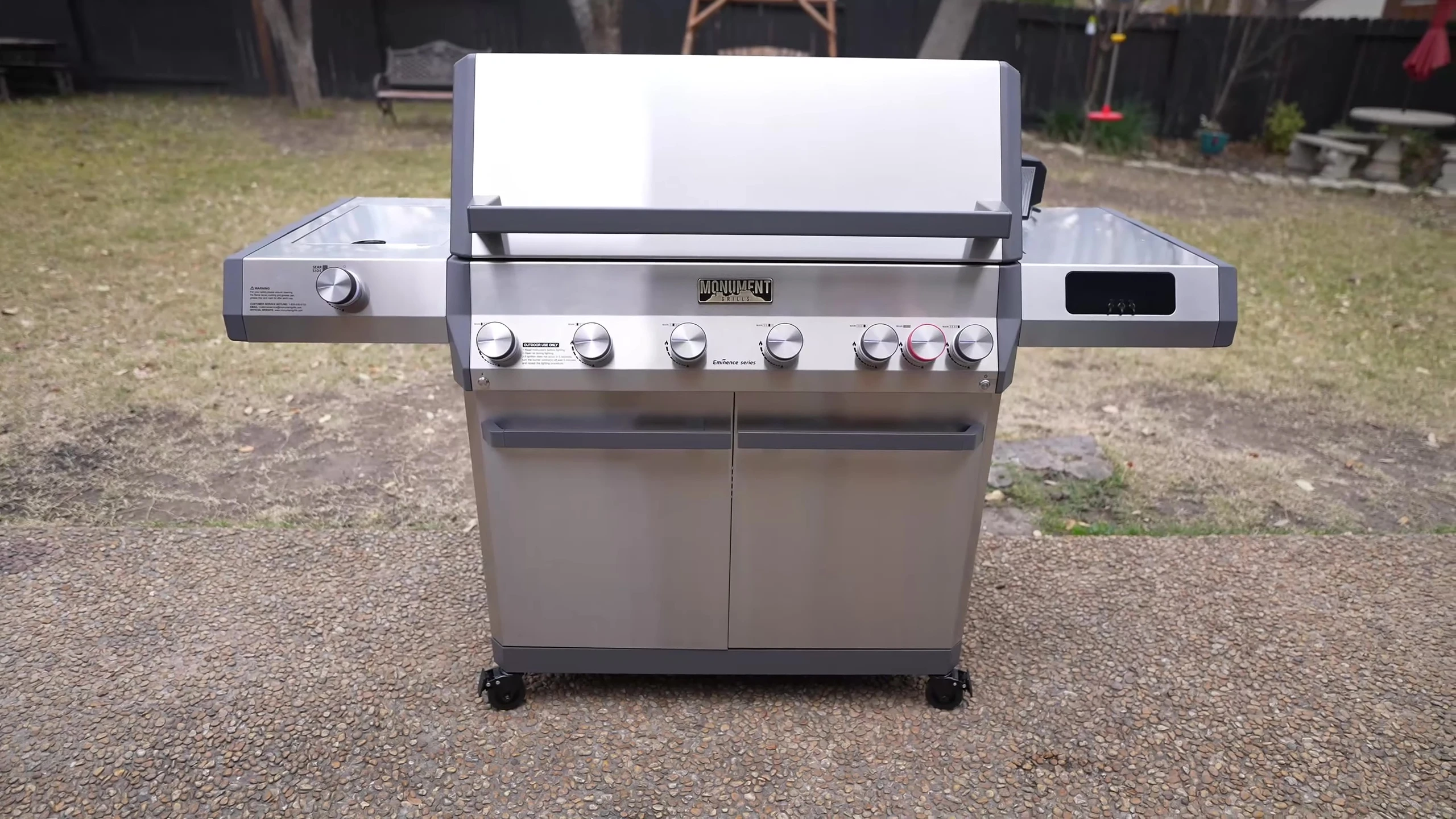 Close-up of the grill's heavy-duty stainless steel construction