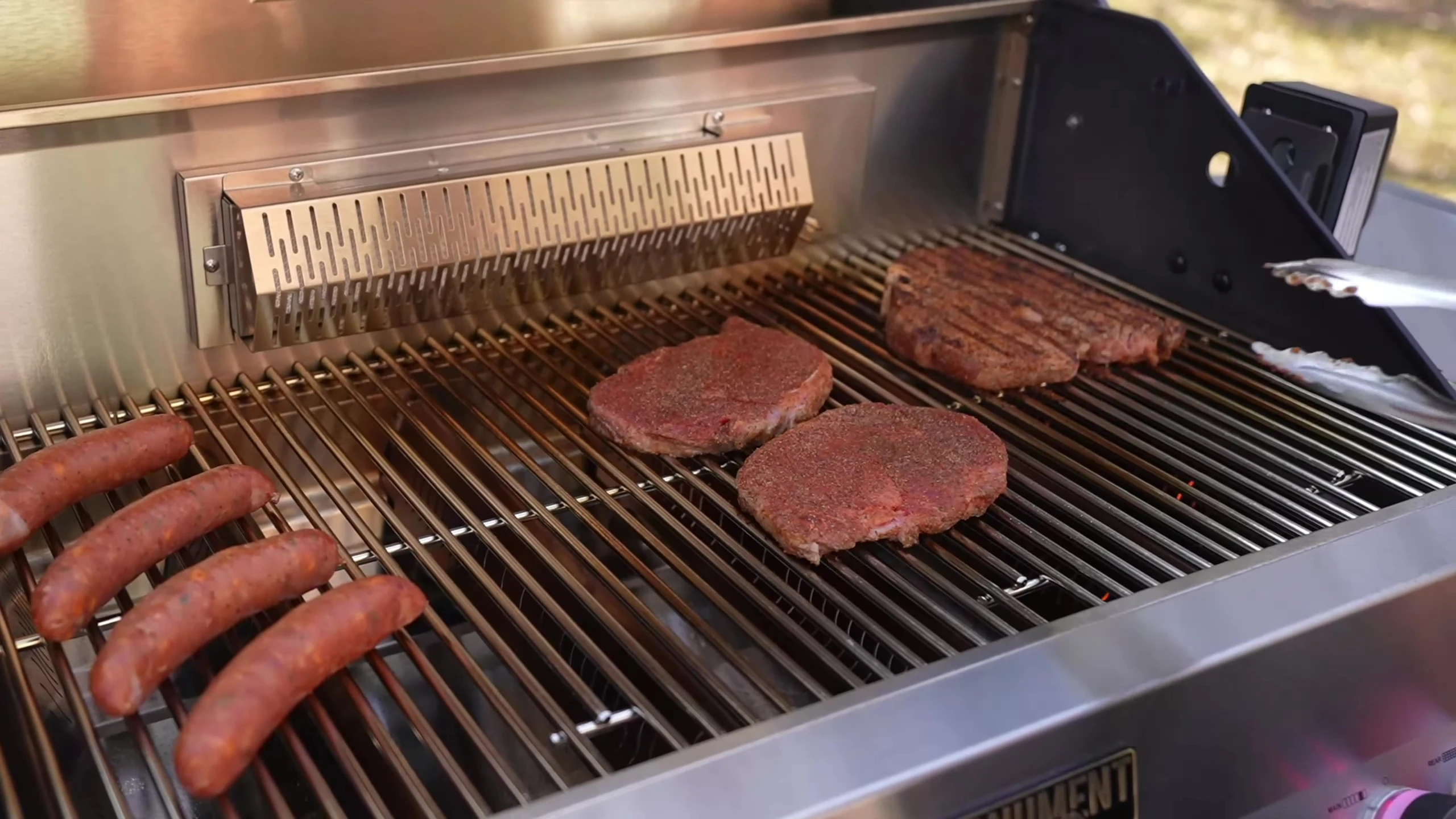 Close-up of the perfectly seared food