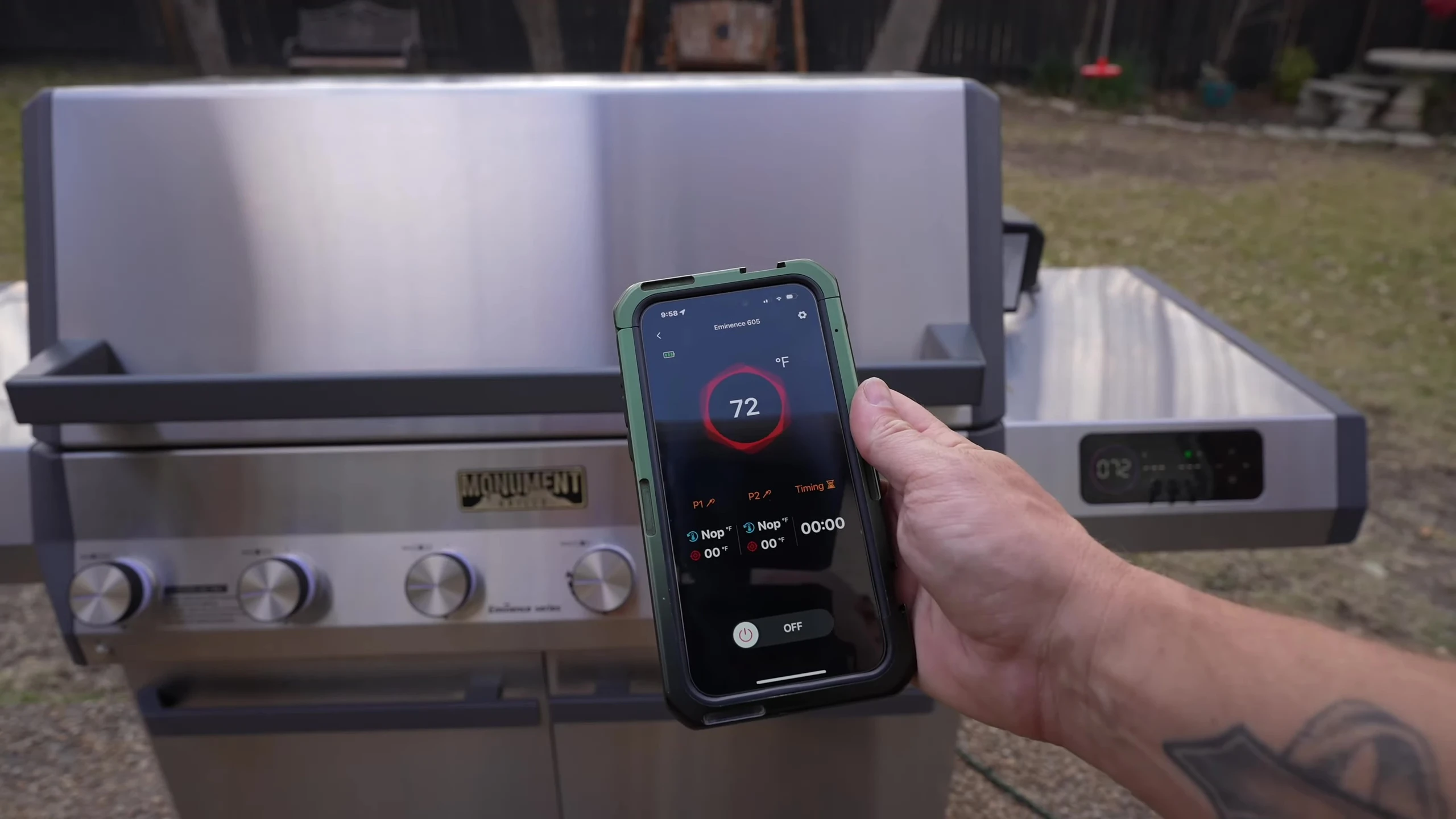 Screenshot of the Monument Grill Smart App interface