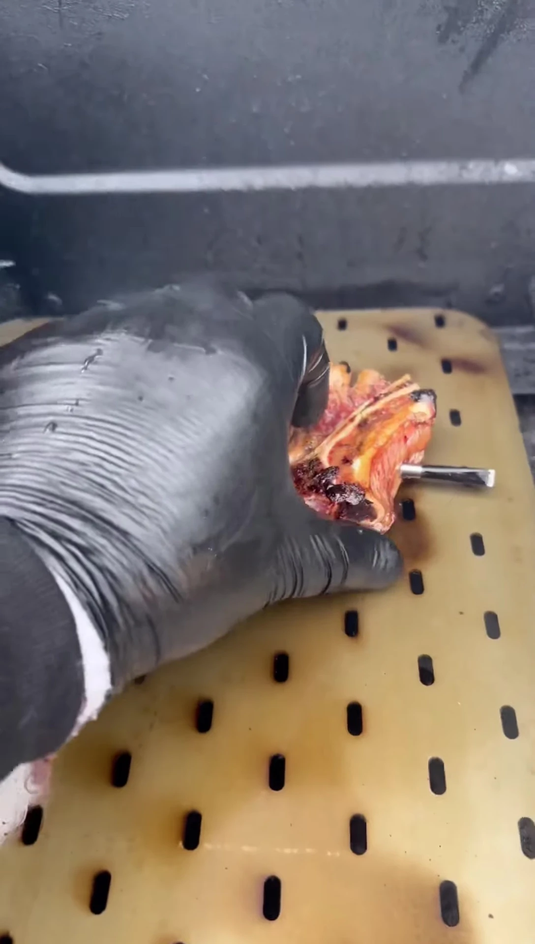 Seating the steak for 40 seconds per side.