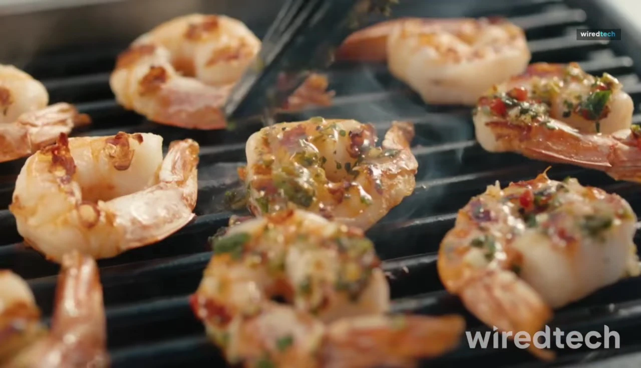 Close-up of the Weber Lumen grill showing its sleek design and high temperature