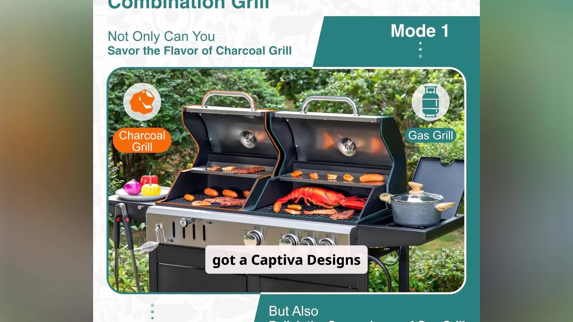 A wider shot of the grill highlighting its dual functionality.