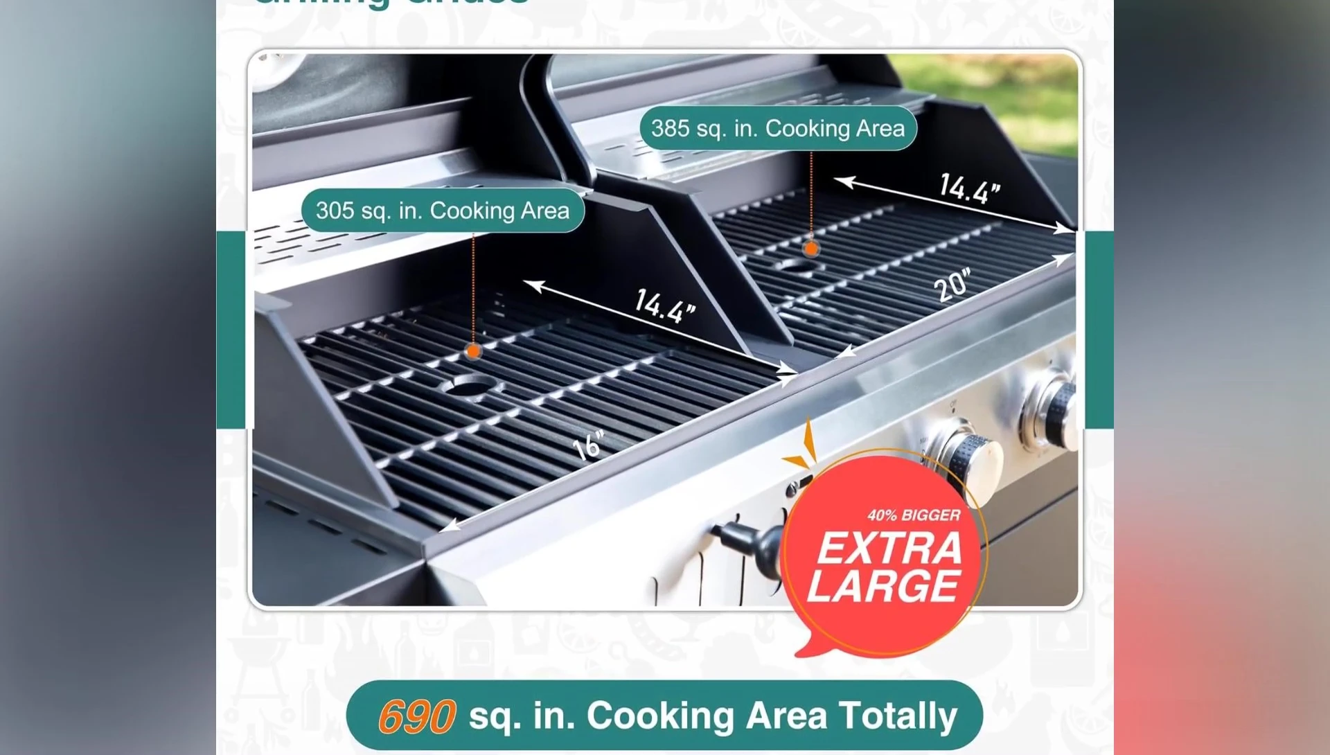 Screenshot showing the current and original price of the grill.