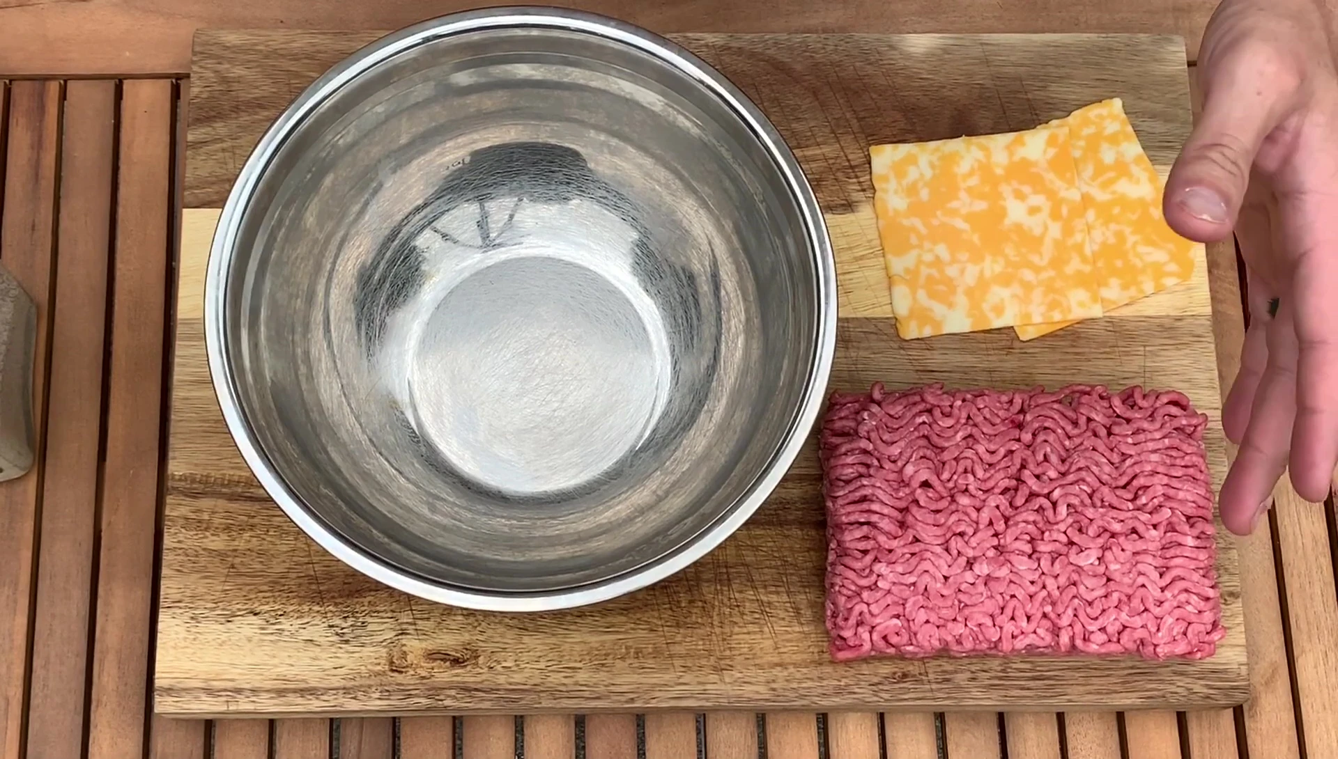 Ground beef being prepared for the burgers