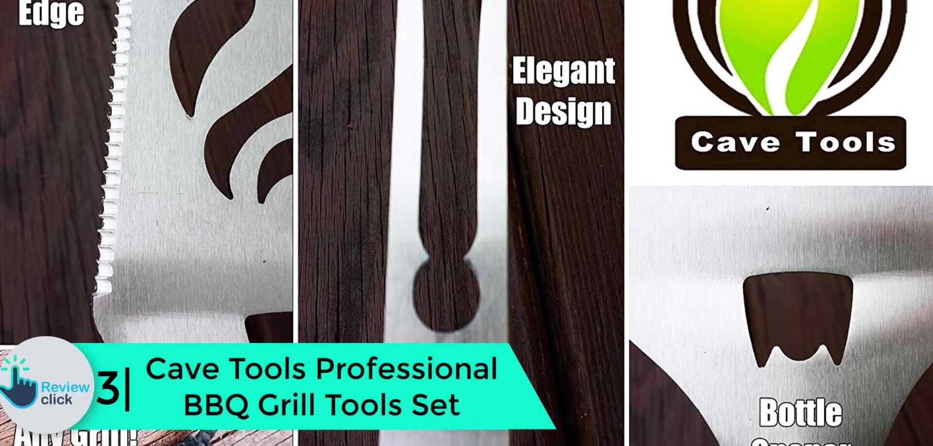 The Cave Tools Professional BBQ Grill Tool Set displayed.