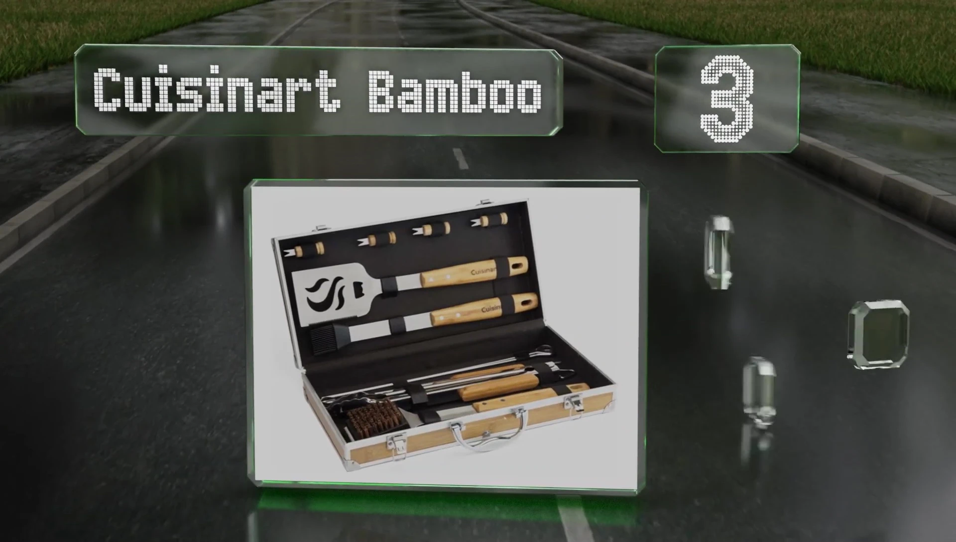 Close-up of bamboo handles and silicone brush