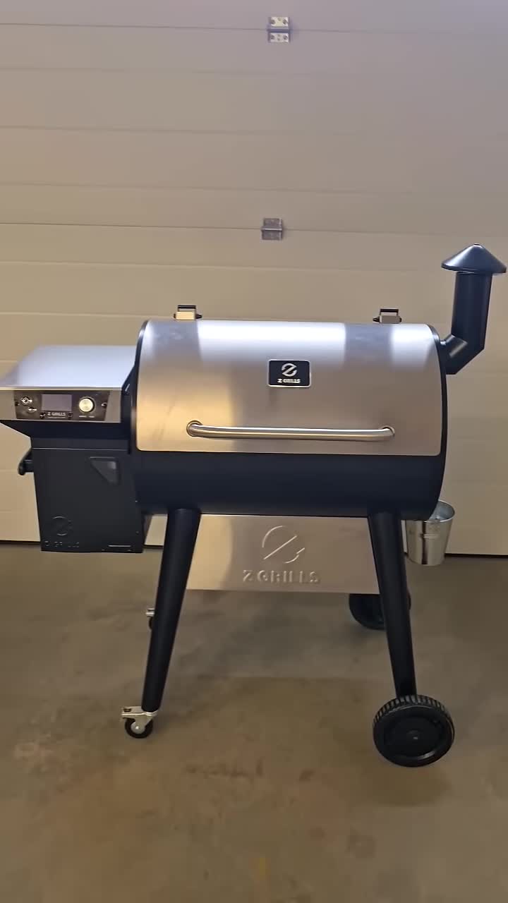 Close-up of the Z Grills pellet grill showing the Wi-Fi enabled features