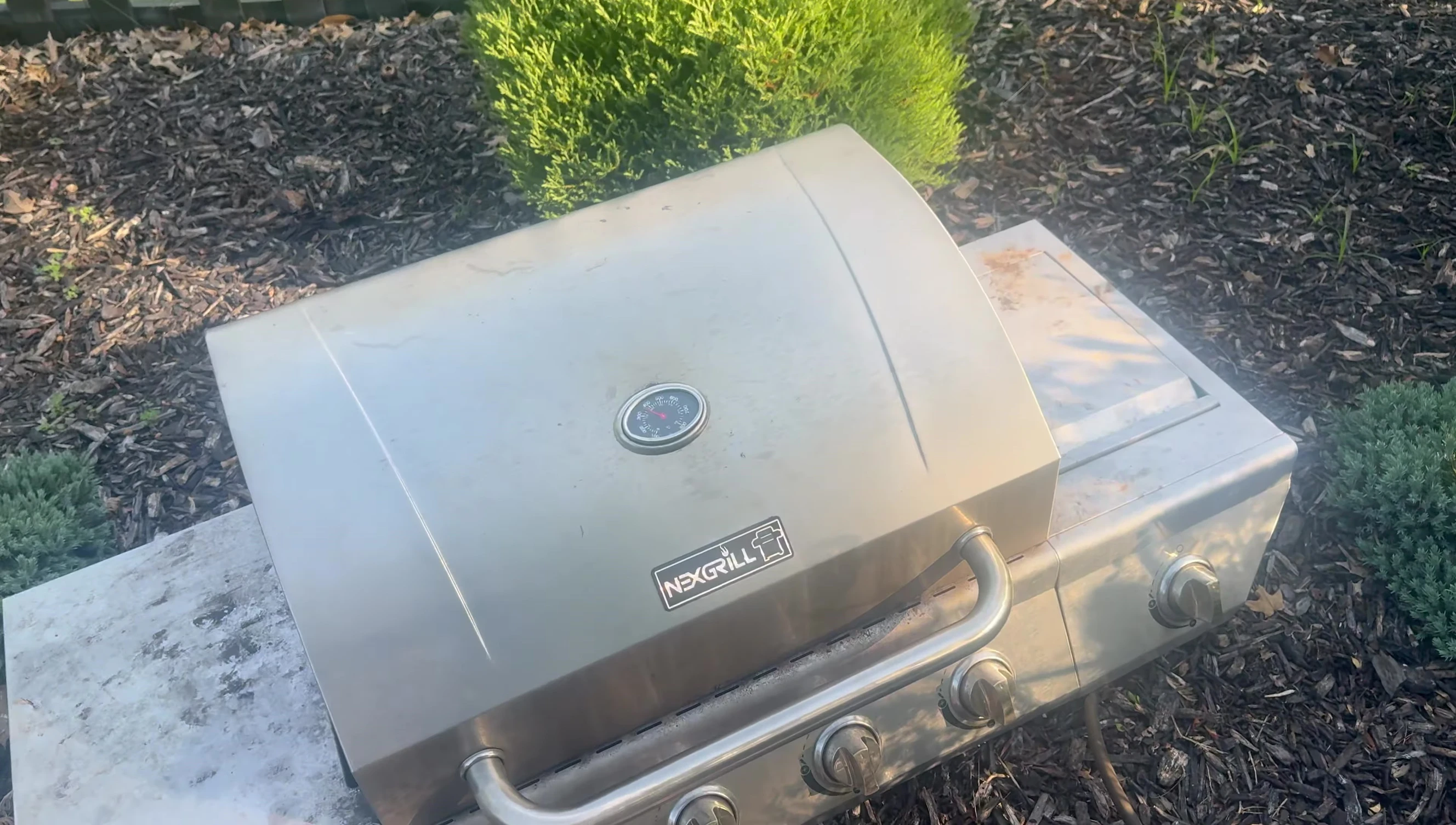 Close up on the grill showing a good condition when it was new.