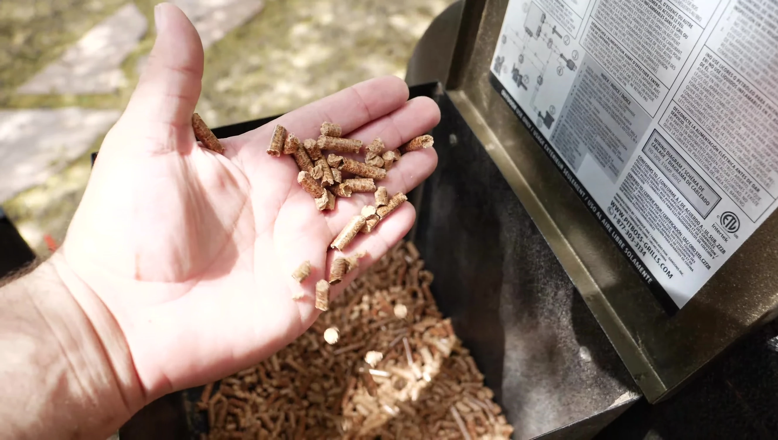 Mesquite pellets being shown.