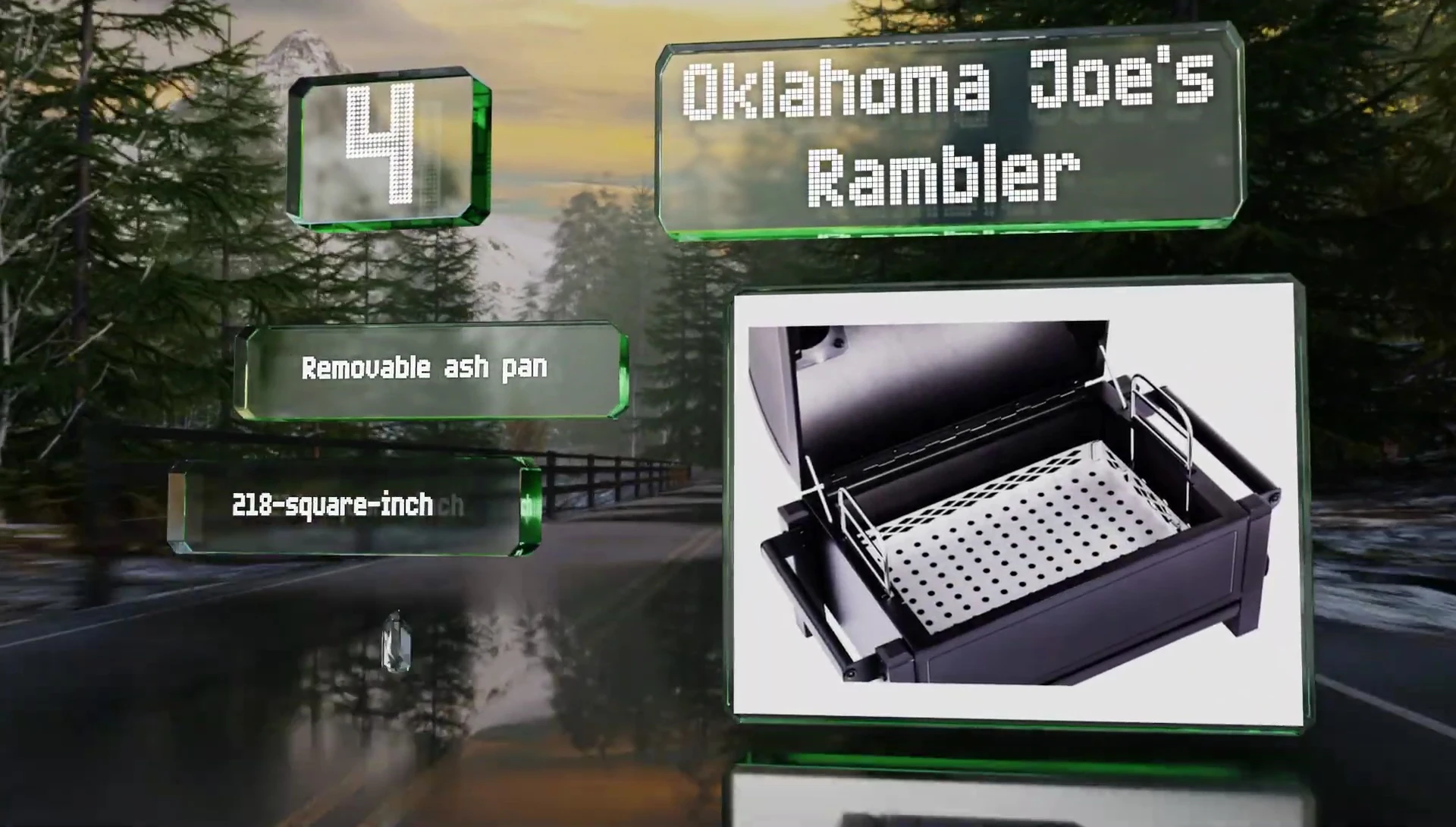 Showing the adjustable charcoal tray and other features
