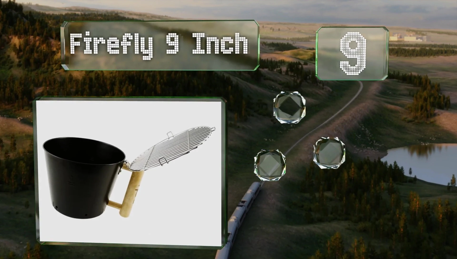 Showing the hinged top of the Firefly grill