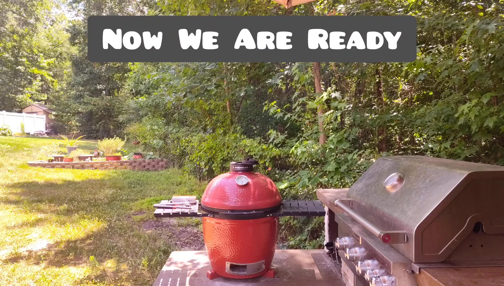 Final shot of the kamado grill with a well-established fire.